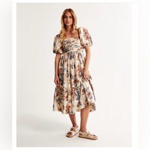 Abercrombie & Fitch Emerson Poplin Puff Sleeve Midi Dress, Size XXL Petite